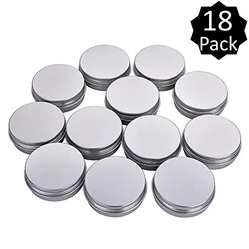 Aluminium Tins, 2 Oz, Runden Behälter, Metallkisten, mit Schraubverschlüssen, für Kosmetik, Auffüllbar, Packung mit 18 (Silber)