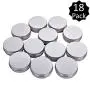 Aluminium Tins, 2 Oz, Runden Behälter, Metallkisten, mit Schraubverschlüssen, für Kosmetik, Auffüllbar, Packung mit 18 (Silber)