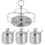 3-in-1 Edelstahl Gewürzkaraffe Set Gewürzregal Cruet Beutel für Salz Pfeffer Lagerung Organizer für Küche