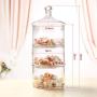 HOUSIYU Mehrfachschichtige Süßigkeitenbehälter, Desserttisch Stapelbare transparente Glas-Süßigkeiten-Schale/Keksbehälter/Behälter/Küchen- und Badezimmer-Aufbewahrung und -Organisation, Drei Ebenen