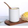 White Ceramic Kitchen Canister Container with Airtight Wood Lid Food Storage Jar Sugar Container Salt and Pepper Storage Containers Candy Jar Spices and Tea Jar Coffee Canister,23.7 Floz White Ceramic Kitchen Canister Container with Airtight Wood Lid Food Storage Jar Sugar Container Salt and Pepper Storage Containers Candy Jar Spices and Tea Jar Coffee Canister,23.7 Floz