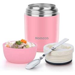 Food Jar Insulated Lunch Containers Nomeca 16 Oz Stainless Steel Thermoses Food Flask Lunch Vacuum Bottle with Folding Spoon (Pink)