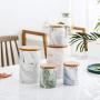 Food Storage Canister, Ceramic Food Storage Jars with Airtight Bamboo Lid, Kitchen Canister for Home and Kitchen Serving for Coffee, Sugar, Tea, Flour and More, 360ML/ 1300ML (Green 1300ML)