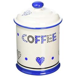 Fairmont & Main Kitchen Storage Jar-Coffee, Cream with Blue Hearts