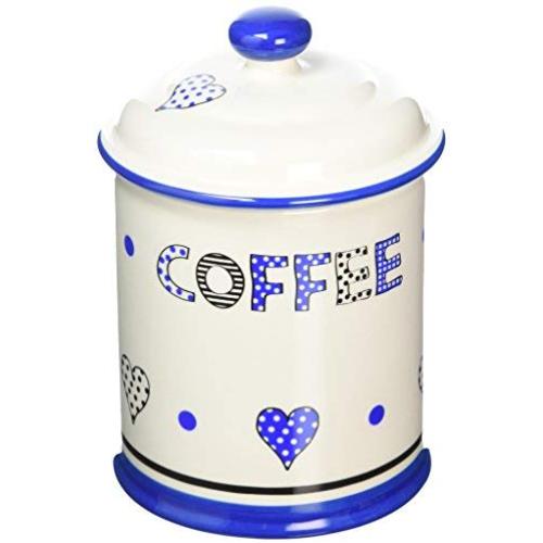 Fairmont & Main Kitchen Storage Jar-Coffee, Cream with Blue Hearts