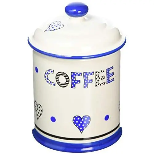 Fairmont & Main Kitchen Storage Jar-Coffee, Cream with Blue Hearts