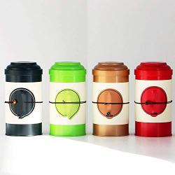 Double Lid Sealed Kitchen Storage Tank Round Iron Can Metal Household Tea Box Biscuit Containers Coffee Power Bottles Candy Jars,Black