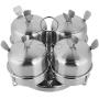 idalinya Stainless Steel Jars Spice Storage Containers Condiment Pot Canisters Sets Kitchen Counter Tins Labels Rotate for Salt Spices Four Seasoning Bottles with Spoon