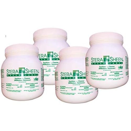 Stera-Sheen Sanitizer, 4 x 4 lb Bulk Saver Jars, Green Label Food Grade Cleaner & MilkStone Remover, Non-Corrosive Cleaner, Case of 4 x 4 lb Jars (4)