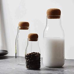 Glass Bottle Heat-Resistant Milk Juice Coffee Bottle Storage Tank Sealed Can Spices Sugar Tea Coffee Cork Stopper Glass Jar Can