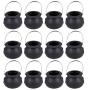 Garneck Halloween Candy Buckets, Handheld Candy Jars, Black Witch Candy Holders for Halloween Party (12 pcs Black)