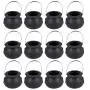 Garneck Halloween Candy Buckets, Handheld Candy Jars, Black Witch Candy Holders for Halloween Party (12 pcs Black)