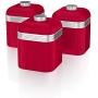 Swan SWKA1020RN Set of 3 Retro Storage Canisters, Red