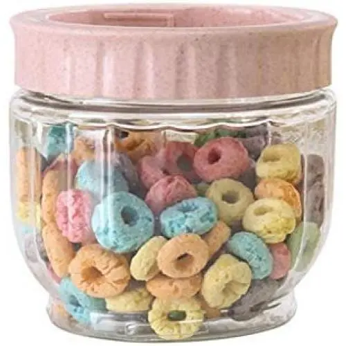 Bouteille de conservation alimentaire transparente scellée, pot en verre pour grains, bonbons, organiseur - Rose Bouteille de conservation alimentaire transparente scellée, pot en verre pour grains, bonbons, organiseur - Rose