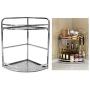 Corner Spice Rack Organizer, Stainless Steel Kitchen Countertop Double Layers Spice Rack Seasoning Jar Storage Shelf