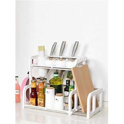 Kitchen Storage,Spice Rack- 2-layer Stand-up Spice Rack Organizer, Tank Kitchen Bathroom Countertop Storage Tank Organizer Bracket for Spice Jar, Can, Bottle and more Multifunction Cutlery Racks Stora