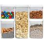 Kitchen Pro 101- Airtight Food and Cereal Storage Containers - 5 Piece Set - BPA-Free - Durable Clear Plastic with White Easy Lock Lids