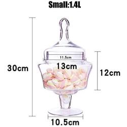 Apothecary Jars Glass Candy Jar European Household Transparent Large Capacity Storage Tank, Large:3.2L