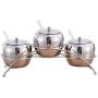 DUDDP Storage Spice lar set Condiment Spice Jar Set of 3 Condiment Spice Jars with Serving Spoons and Lids Stainless Steel,Saving Spice Rack Kitchen Storage