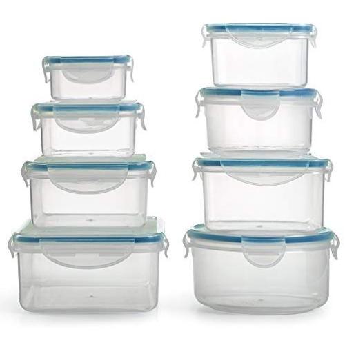 1790 Plastic Food Containers with Lids - 16 Piece, BPA Free, Locking Lids, Dishwasher Safe Freezer Safe, Airtight - Ideal for Home, Kitchen, Storage & Organization