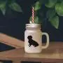 Red Alpine Dachsbracke Silhouette Frosted Glass Mason Jar With Straw Red Alpine Dachsbracke Silhouette Frosted Glass Mason Jar With Straw