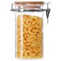 WANGLX ST Glass Food Jar Kitchen Storage Canister Bamboo Lid with Silicone Ring Airtight Cereal Sealed Plastic Container Durable Transparent Keep Dry Fresh, A 1150ml