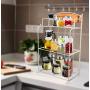 Salafey Foldable Shelf Rack,3-Tier Kitchen Spice Rack Bathroom Countertop, Jars Bottle Standing Storage Organizer Rack,White