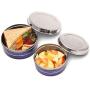 SPICE PEOPLE Thai Enamel Lunch Box - Blue Enamel Lunch Box Stainless - Blue Enamel Bento Box - Storage Container Stainless - Tiffin Box - Lunch Bots 2 Set - Stainless Steel Enamel Lunch Containers