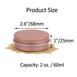 Screw Top Aluminum Tin Jars Tins Empty Container with Screw Lid and Blank Marking Labels (2 oz Pack of 23 Rose Gold)