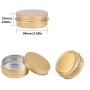 Healthcom 12 Pcs 2 Oz/60ml Round Aluminum Tin Cans with Screw Lids Metal Steel Tins Container Cream Jars Empty Lip Balm Tin Travel Cosmetic Sample Containers for Salve Spice Candies,Golden