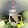 Brown Scotish Fold Cat Silhouette Frosted Glass Mason Jar With Straw