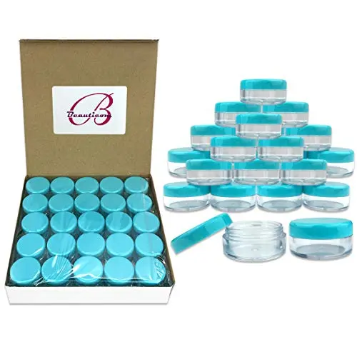 Bouteilles Rondes Transparentes Beauticom 5G/5ML (100 Pièces) avec Couvercles Bleu Ciel/Teal pour Crèmes, Huiles, Toniques, Salves, Lotions, Échantillons de Maquillage, Baumes à Lèvres – Sans BPA Bouteilles Rondes Transparentes Beauticom 5G/5ML (100 Pièces) avec Couvercles Bleu Ciel/Teal pour Crèmes, Huiles, Toniques, Salves, Lotions, Échantillons de Maquillage, Baumes à Lèvres – Sans BPA