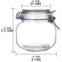 YEBODA 24oz Food Storage Canister Glass Jars with Clamp Airtight Lids and Silicone Gaskets for Multi-Purpose Kitchen Containers - Clear Square (4 Pack)