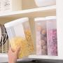 UPKOCH Transparent Food Storage Box with Fliptop Lid Plastic Crisper Kitchen with 2 Lattice Canned Cereals Sealed Cans Storage Tanks (White)