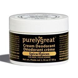 Purelygreat Men’s All Natural Deodorant | Aluminum Free Deodorizer | Long Lasting Deodorant Cream | EWG Verified, Vegan, Cruelty-Free, No Aluminum, No Parabens, BPA Free | Essential Oils (Spice Scent)