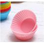 Silikon Cupcake Tassen, Bunte Muffinkuchen Formen, Wiederverwendbare Cupcake-Bettler mit Bonus Schraubdeckelbehälter für Muffins, Gelee, Snacks, 12 Stück (Rot)