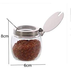 XXDTG Glass Spice Bottle-seasoning Box Seasoning Jar with Stainless Steel Lid Spoon for Kitchen Dining Room