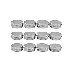 Elandy 12PCS 60ML/60G(2 oz) Silver Empty Aluminum Tins Jar Round Cosmetic Sample Containers with Tight Sealed Twist Screw Top Cover/Cap for Lip Balm Make Up Eye Shadow Powder