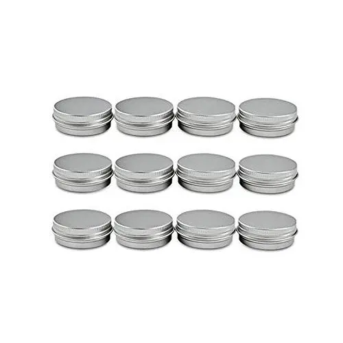 12 Stück Elandy 60 ml/60 g (2 oz) Silberne Aluminiumdosen Runder Leerraumbehälter für Kosmetik-Proben mit feststellbarem Twist-Deckel/Kappe für Lippenbalsam, Make-up, Lidschatten, Puder