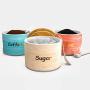 Large Food Storage Containers w/Bamboo Airtight Lid ? Ceramic Canister Sets for Kitchen that Nest w/ 3 Spoons Included ? Stackable Kitchen Storage Set for Coffee, Sugar, Tea - 32oz/Canister