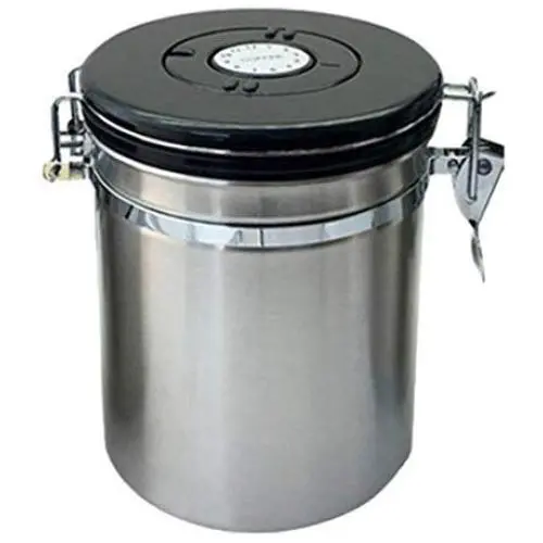 joyMerit Airtight Coffee Canister Stainless Steel | Coffee Jar Container with Locking Clamp,CO2 Gas Vent Valve & Date Tracker Wheel | M Size joyMerit Airtight Coffee Canister Stainless Steel | Coffee Jar Container with Locking Clamp,CO2 Gas Vent Valve & Date Tracker Wheel | M Size