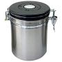 Stainless Steel Airtight Canister with Co2 Vent Valve ＆ Date Tracker Wheel and Locking Clamp for Kitchen, Coffee Ground Vault Jar, Silver, M