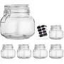 Glass Kitchen Storage Canister Mason Jars with Lids,25oz Airtight Glass Canister with Hinged Lid，Perfect for Kitchen Canning Cereal,Pasta,Sugar,Beans (Labels & Chalk Marker)-Set of 6