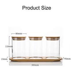 WANGLXST Glass Storage Jar, Kitchen Food Containers with Bamboo Lid Make It Airtight Food Storage Container with Silicone Sealing Ring Set of 3, Transparent