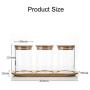 WANGLXST Glass Storage Jar, Kitchen Food Containers with Bamboo Lid Make It Airtight Food Storage Container with Silicone Sealing Ring Set of 3, Transparent