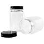 Novelinks 16 Ounce Clear Plastic Jars with Black Lids - Refillable Round Clear Containers Clear Jars Storage Containers for Kitchen & Household Storage - BPA Free (10 Pack)