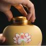 Keramikbehälter für Wohnaccessoires – Handbemalter Keramik Topf für Tee, Kuchen, Feuchtigkeitsschutz – Küchenbehälter mit abnehmbarem Deckel (Farbe: Gelb, Größe: 131314cm)