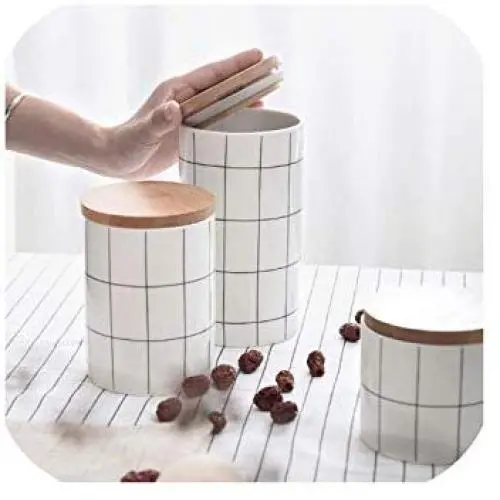 Bouteilles de Rangement en Céramique avec Couvercles en Bambou pour Graines, Thé, Café, Sucre, Canisters, Organisateur de Rangement de Cuisine, 880ml Bouteilles de Rangement en Céramique avec Couvercles en Bambou pour Graines, Thé, Café, Sucre, Canisters, Organisateur de Rangement de Cuisine, 880ml