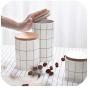 Ceramic Kitchen Storage Jars With Bamboo Lids Grains Tea Coffee Sugar Canisters Kitchen Container Organizer Cans Storage Bottles,400Ml