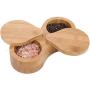 Lilys Home Double Round Bamboo Container, Spices Storage Jar, Salt and Pepper Wooden Box